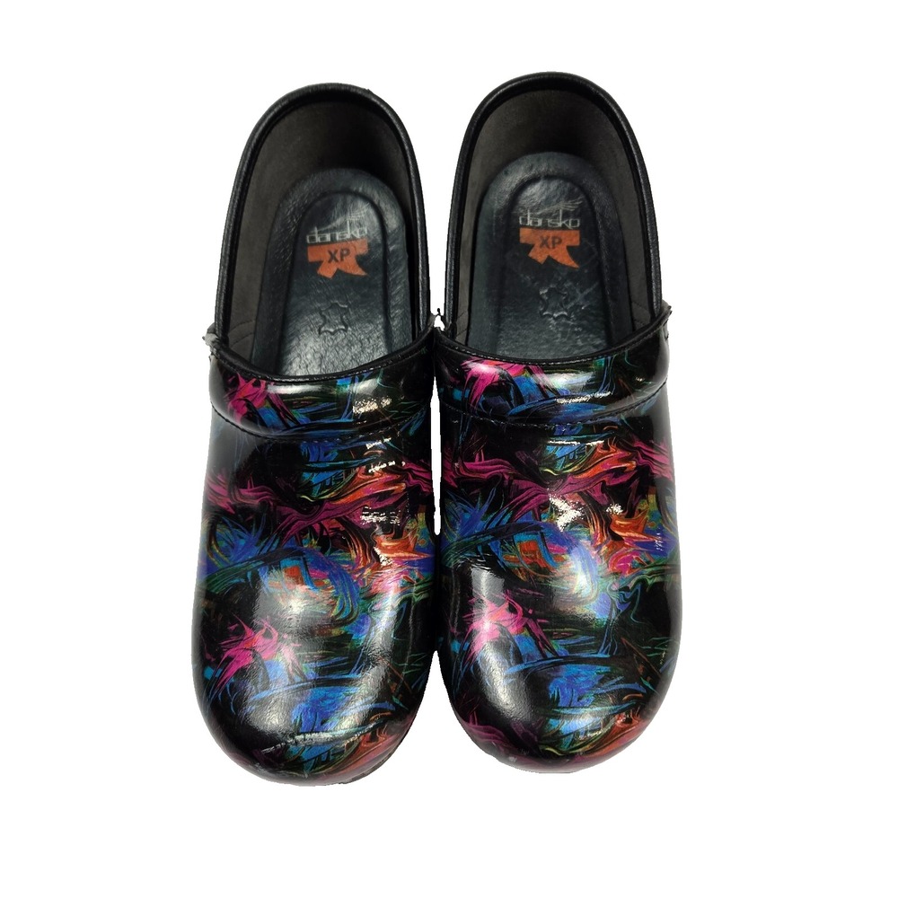 Dansko XP 2.0 Paint Splatter Patent Clogs Sz 41‎ Non Slip Nursing Shoes - Picture 4 of 8